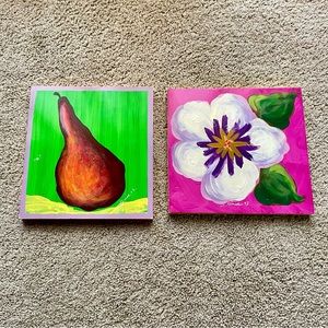 Wall Art-EUC-Pansy and Red Pear-Vibrant Colors 🌈🖼️🎨